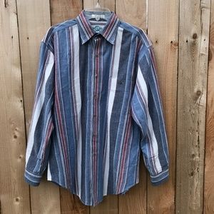 World Island Vertical Stripe Button Up - Vintage